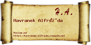Havranek Alfréda névjegykártya